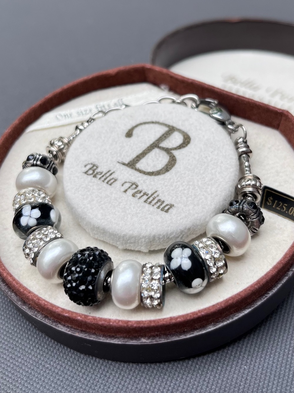 Bella Perlina Pearl & Crystal Bead Charm Bracelet